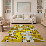 Yellow Puzzle Fusion Abstract Area Rug