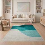Blue and Teal Ocean Wave Area Rug