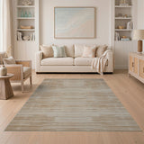 Brown and Tan Tan and Beige Striped Woven Area Rug