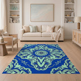 Intricate Navy Teal Persian Medallion Rug