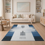 Navy Blue Zigzag Geometric Area Rug