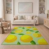Zesty Lemon Slices and Leaves Area Rug