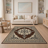Ornate Beige Brown Traditional Persian Area Rug