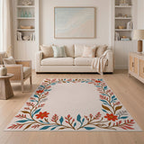 Floral Wreath Border Area Rug