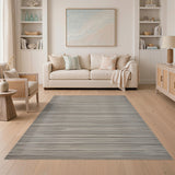 Gray Striped Woven Texture Area Rug
