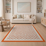 Orange Bold Orange Geometric Grid Area Rug