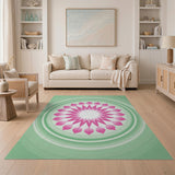 Pink Radiant Flower Mandala Area Rug