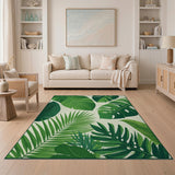 Green Lush Monstera Palm Leaf Green Area Rug