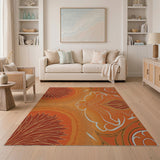 Radiant Orange Floral Medallion Rug