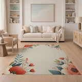 Red Peony Floral Vintage Area Rug