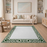 Art Nouveau Green Floral Border Area Rug