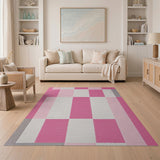 Pink Patchwork Geometric Area Rug