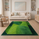 Lush Overlapping Green Leaves Abstract Area Area Rug