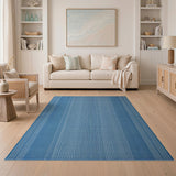 Blue White Striped Geometric Area Rug
