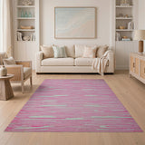 Wavy Pink Stripe Abstract Area Rug