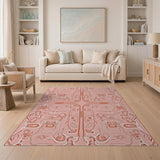 Pink Circuit Board Geometric Area Rug