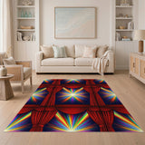 Red Curtain Rainbow Burst Area Rug