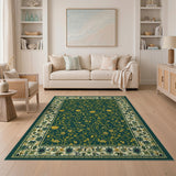 Green Teal Green Persian Floral Area Rug