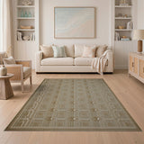 Geometric Modern Beige and Neutral Beige Geometric Lattice Area Rug