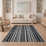 Bold Black White Vertical Stripe No. 3 Area Rug