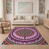 Vibrant Pink Mandala Boho Chic Area Rug