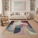 Multi-color and Patterns Modern Pink Grey Abstract Geometric Area Rug