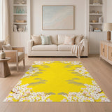 Floral Vintage Yellow Cherry Blossom Floral Area Rug