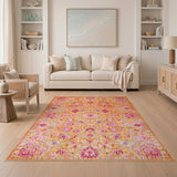 Orange Vibrant Orange Persian Floral Medallion Rug