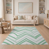 Mint Green Chevron Zigzag Area Rug