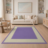 Purple Beige Bordered Geometric Area Rug