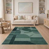 Green Abstract Green Geometric Modern Area Rug