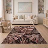 Pink Monstera Leaves Area Rug