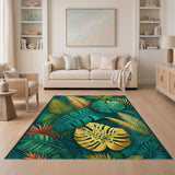 Lush Green Monstera Foliage Rug