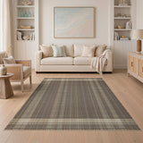 Coastal Beach Beige and Neutral Beige Tan Striped Woven Area Rug