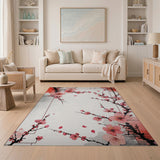 Pink Cherry Blossom Pink Area Rug