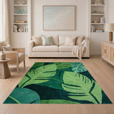 Abstract Area Lush Green Monstera Leaf Area Rug