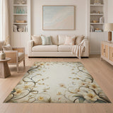 Elegant Beige Floral Vine Area Rug