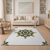 Ornate Green Gold Mandala Area Rug