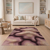 Purple Layered Wave Abstract Area Rug