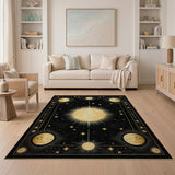 Ornate Gold Celestial Sun Moon Area Rug
