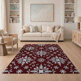 Festive Burgundy Snowflake Area Rug