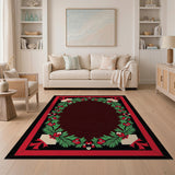 Festive Holly Berry Wreath Border Rug