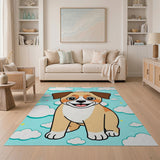 Cute Cartoon Puppy Clouds Area Rug