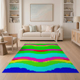 Vibrant Multi-Color Wavy Geometric Area Rug