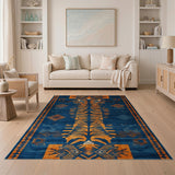 Navy Blue Tiger Heritage Tribal Area Rug