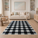 Black White Buffalo Check Woven Area Rug