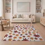 Orange Autumn Maple Leaves Pattern Area Rug