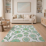 Teal Daisy Medallion Floral Rug