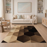 Modern Brown Hexagon Geometric Area Rug