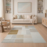 Minimalist Beige Block Geometric Area Rug